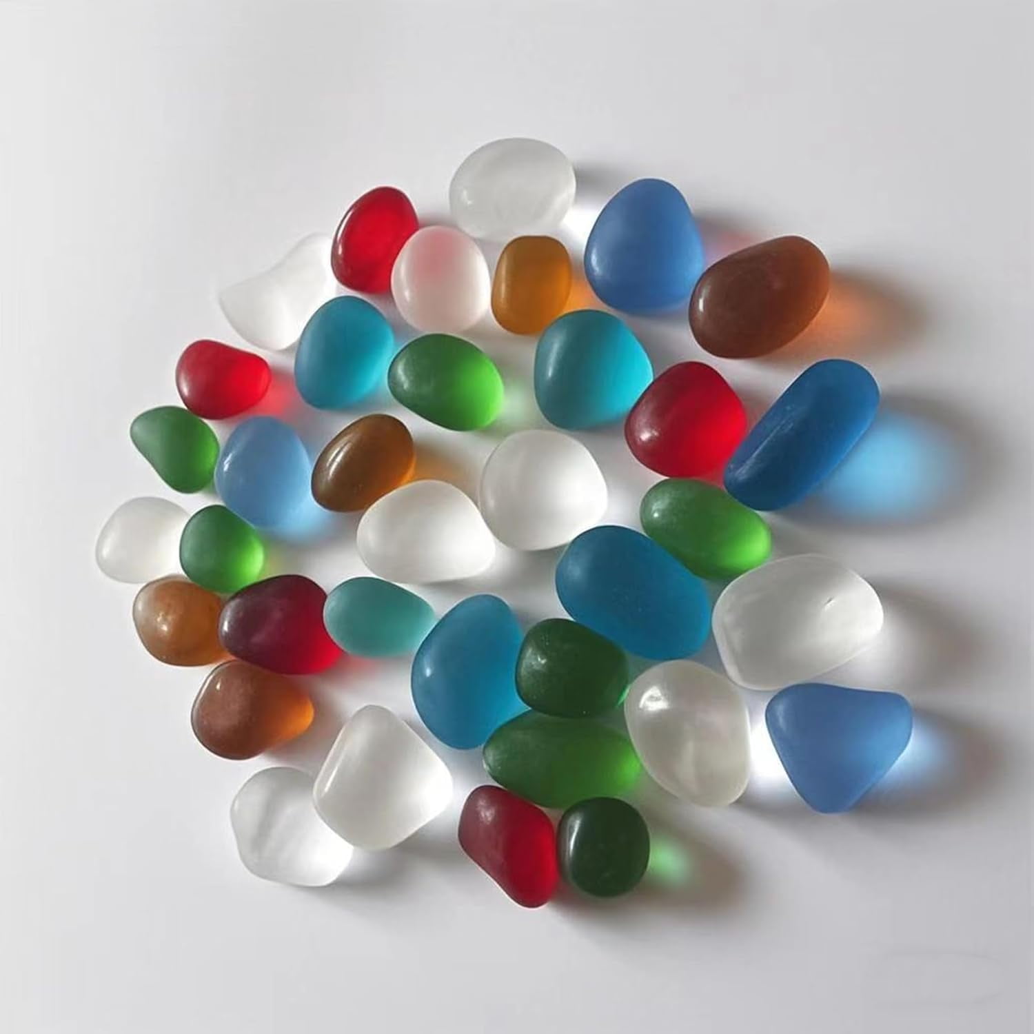 Sea Glass Beads/Beach Glass Beads for Jewelry Making (Big Size / 10-18 mm, Multicolored Rainbow Mix, Not Drilled) (150pcs)