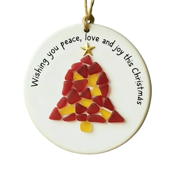 Sea Glass Christmas Ornaments Decor Tree Hanging Ornament for Party Beach Ocean Table Decoration
