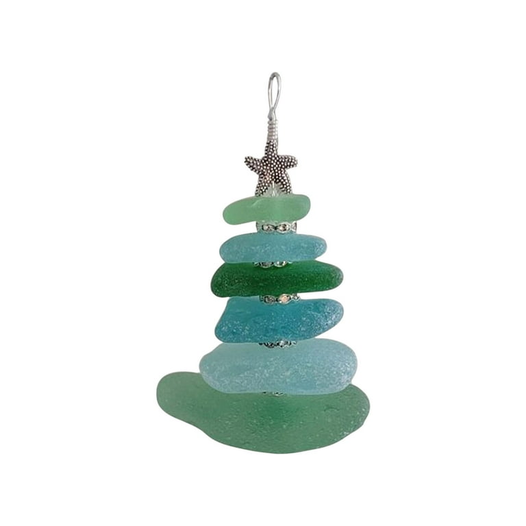 Sea Glass Christmas Tree Gifts, Christmas Tree Ornament, Hanging Crystals  for Decoration, Unique Ocean Christmas Tree Decoration, Natural Stone  Window Hanging Art Decoration 