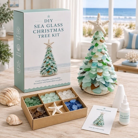 bldnkj 1 Piece Green Sea Glass Christmas Glass Mosaic Craft Kit