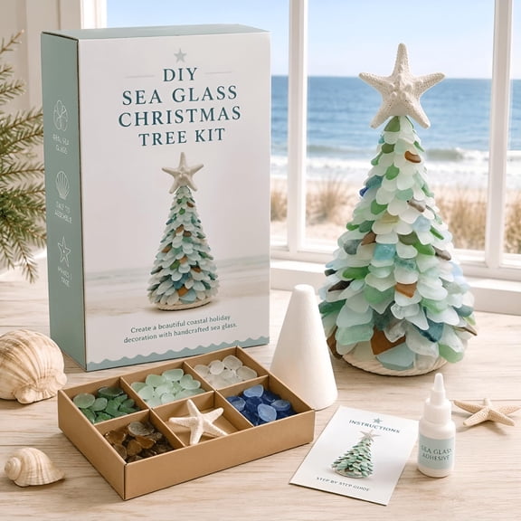 Sea Glass Christmas Tree Kit, DIY Sea Glass Christmas Tree Kit for Adults