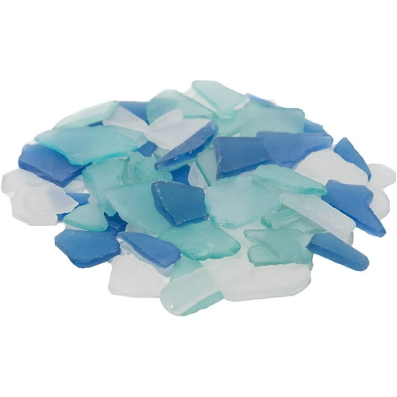Sea Glass | Cobalt Blue Aqua and Frosted White | 11oz Sea Glass for Decor & Craft