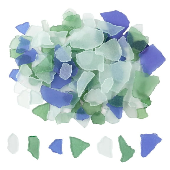 Sea Glass for Crafts Frosted Seaglass Pieces Vase Filler and Aquarium Ornament, DIY Craft Supplies for Art, Beach Weddings, and Home Decor (15.8oz/450g, Blue)