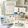 thumbnail image 1 of Sea Glass DIY Art Kit Cape Cod Lighthouse, Adult Mosaic Craft Kit with Tweezers Glue Multi‑Color Sea Glass Step‑by‑Step Guide, Creative Birthday & Holiday Gift, 1 of 7