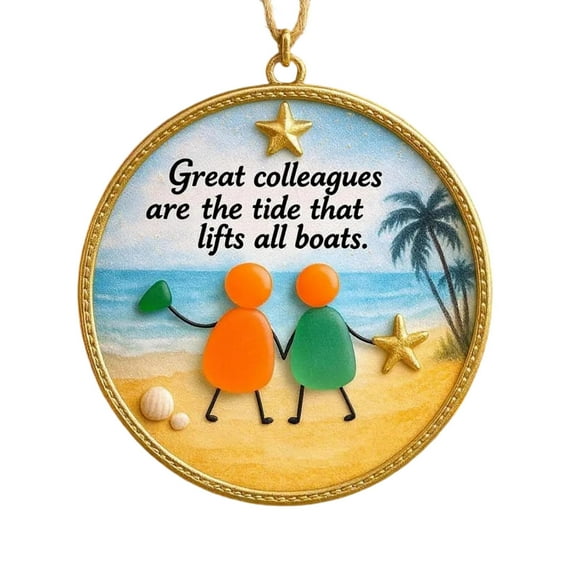 Sea Glass Friendship Ornament, Handmade Coastal Hanging Decoration for Christmas Tree or Home Decor