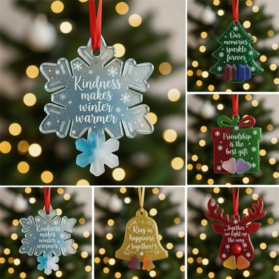 Sea Glass Friendship Ornaments, Iridescent Acrylic Hangings for Christmas Tree, Gift Giving, and Memorable Holiday Decor | sea glass ornaments, friendship gifts, iridescent tree decor, 3.14in, D