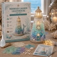 thumbnail image 1 of DIY Sea Glass Lighthouse Kit, 3D Glowing Art Coastal Decor with LED Adult DIY Nautical Craft Decor Gift, 1 of 8