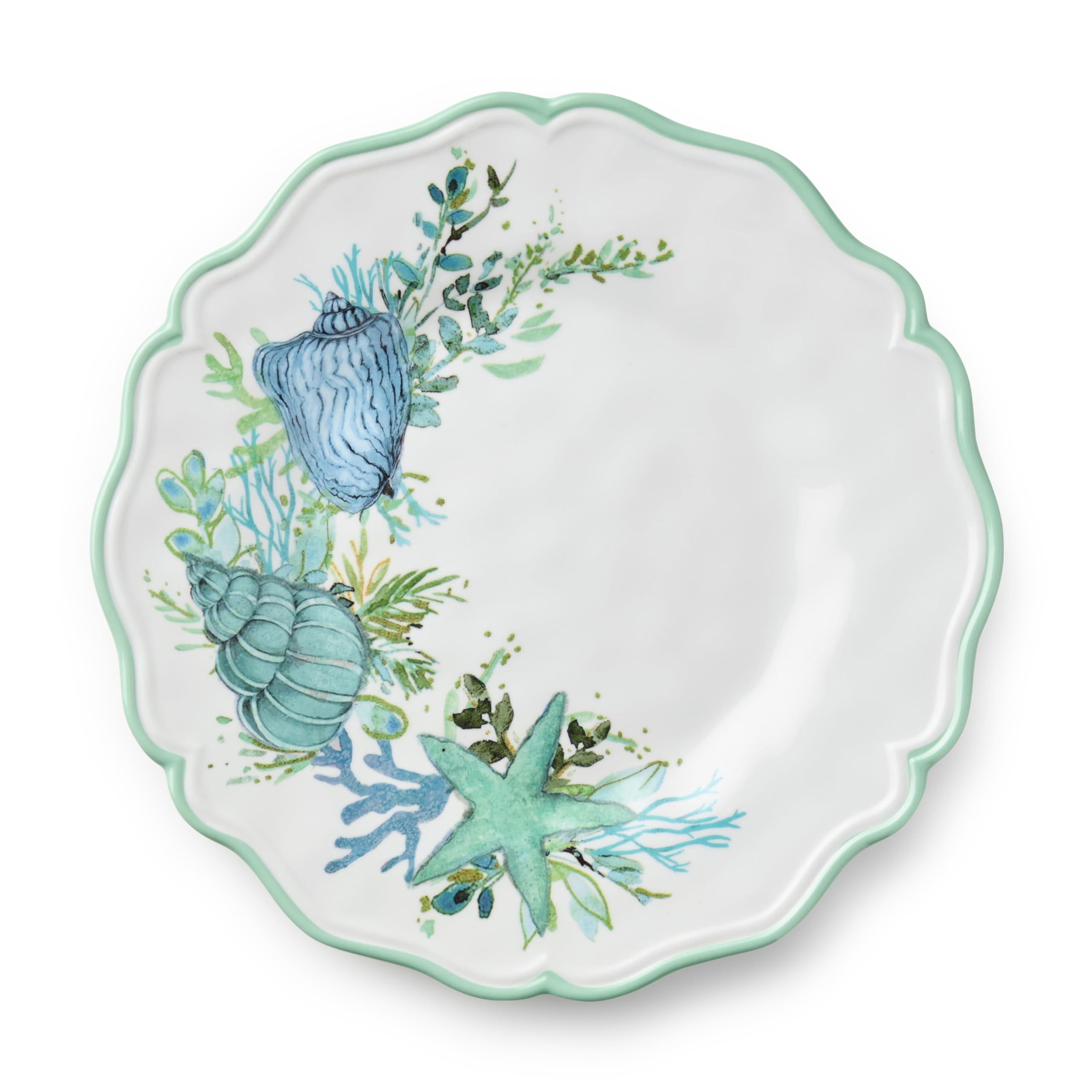 Sea Glass MELAMINE SALAD/DESSERT PLATES, SET of 4, 9‑inch coastal ...