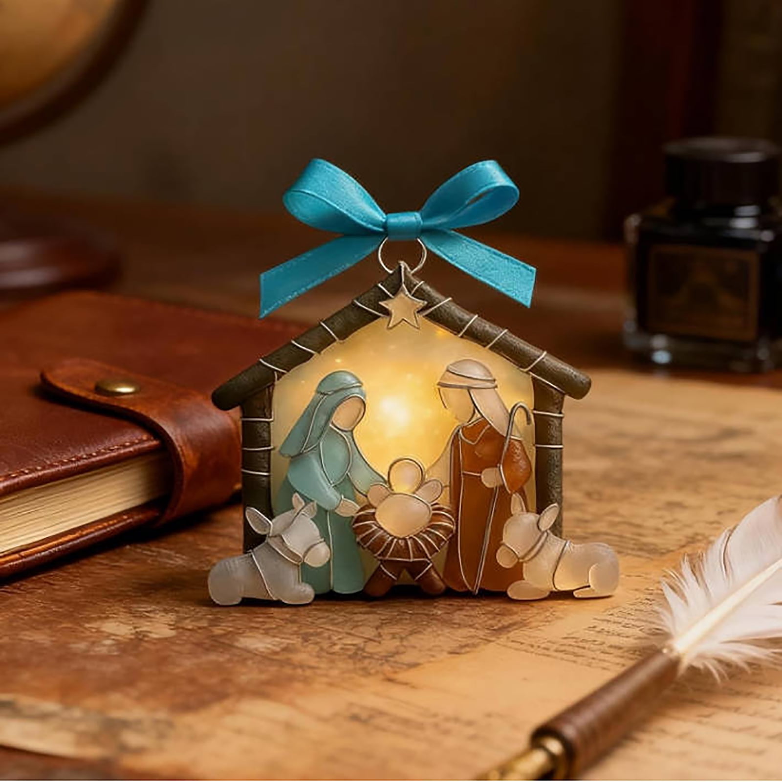 Sea Glass Nativity Ornament - Coastal Nativity Decor with Holy Family ...