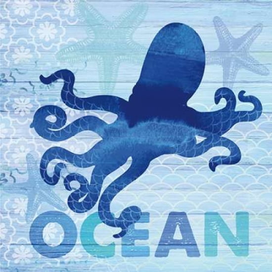 Sea Glass Octopus Canvas Art - Studio Bella (24 x 24)