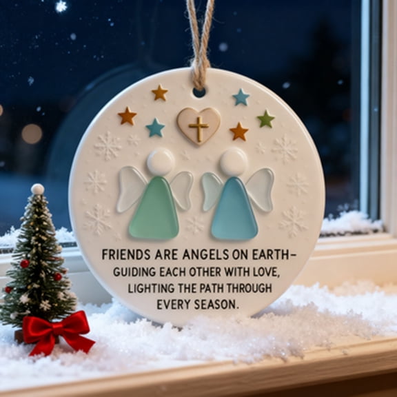 Sea Glass Ornament Beach Decor Holiday Gift Round Frame Shells 3.15 Inch Perfect for Home Decoration Coastal Theme Christmas Gift for Adults and Kids