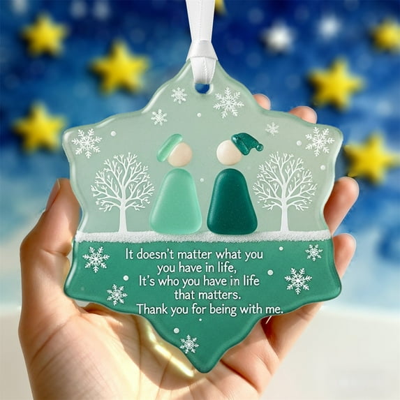 Sea Glass Ornaments With Snowflake Ornaments Accent And Sea Glass Christmas Tree Hanging Decor For Friendship Keepsake Decoration