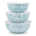 thumbnail image 1 of Sea Glass Pattern Set of 3 - Mixing Bowls Golden Rabbit Enamelware, 1 of 3