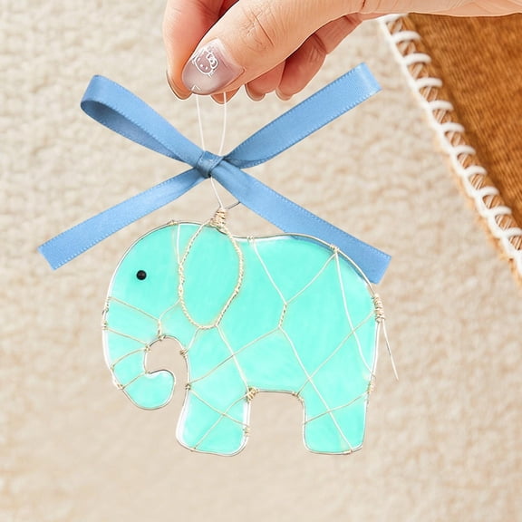 Sea Glass Pendant Decoration Blue Glass Hanging Ornament | Iron Wire Details | Sustainable Recycled Home Decor Accent | 1 Pack | 8cm | Gift Idea