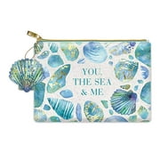 Sea Glass Print Faux Leather Cosmetic/Accessory Bag