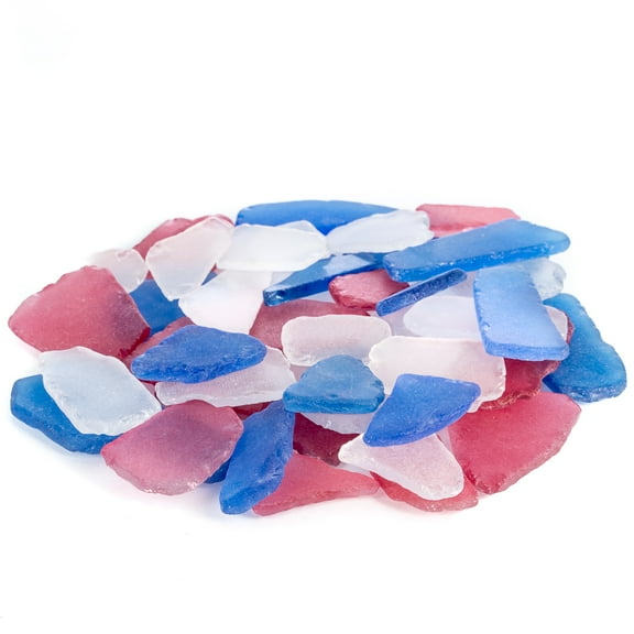 Sea Glass | Red White & Blue Sea Glass | 11oz Sea Glass for Decor & Craft