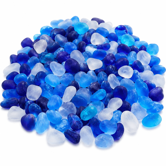 Sea Glass Stones - 2.9LB/46.4oz Blue Mixed Frosted Glass Pebbles