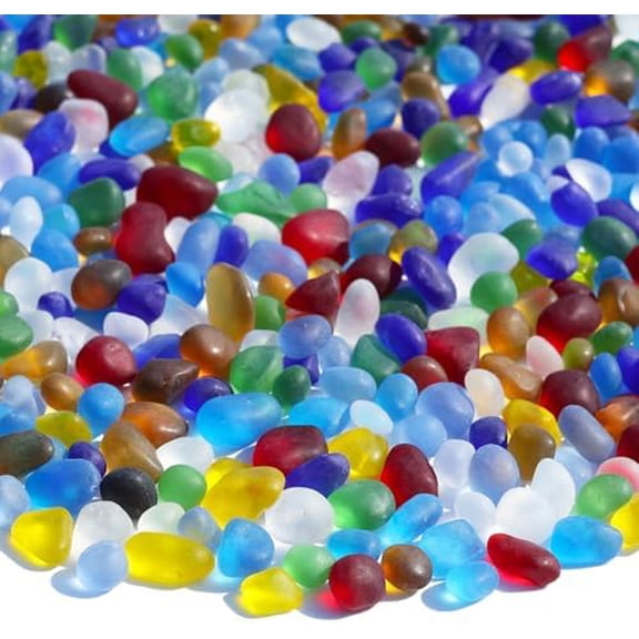 Sea Glass Stones - 2.9LB/46.4oz Colorful Frosted Glass Pebbles Gemstones - Perfect for Aquarium Rocks, Fish Tank Gravel, Vase Fillers, Seaglass DIY Crafts, and Home Decor