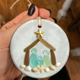 thumbnail image 1 of Sea-Glass-Style Nativity Ornament - Coastal Christmas Decor, Handmade Jesus Birth Flat Ornament with Shells & Starfish, Beach Nativity Scene Gift, 1 of 7