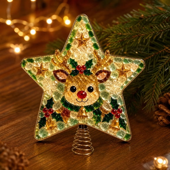 Sea Glass Tree Topper, DIY Christmas Star Decor, Star Frame for Arranging Translucent Elements Into a Mosaic, Handmade Coastal Accent for Tree Crowns Desks Shelves and Holiday Lighting