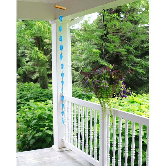 Sea Glass Wall Hanging 35" Indoor/Outdoor Seaglass Suncatcher, Handcrafted Driftwood & Blue Sea Glass