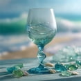 thumbnail image 1 of Sea Glass Wine Glass Set, Ocean Wave Design Stemless Drinkware for Cocktails and Juice, Colored Glass Cups for Home Bar, Unique Gift for Her, 1 of 3