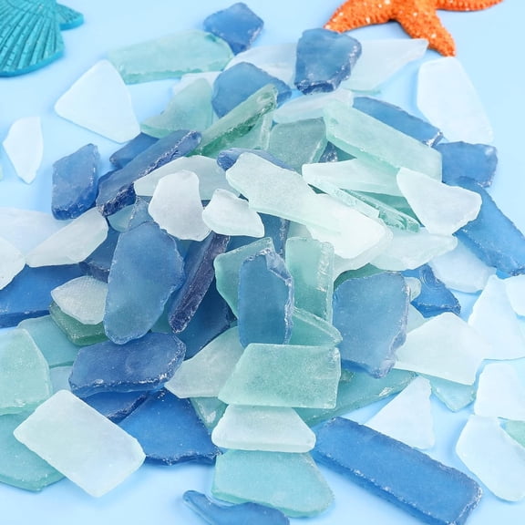 Sea Glass for Craft,Frosted Flat Seaglass Pieces,Crushed Glass Vase Filler for Aquarium Wedding Art Crafts,Flat Frosted Dyed Color Stone