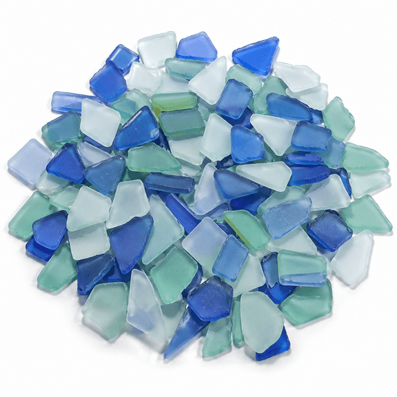 Sea Glass for Crafts, 28 oz Recycled Frosted Pieces, Blue, Aqua Green & White Vase Filler