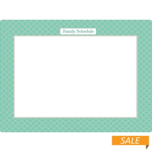 Sea-Green Print FAMILY SCHEDULER Frame with Clear DRY ERASE trade by Fodeez trade - 8.5x11
