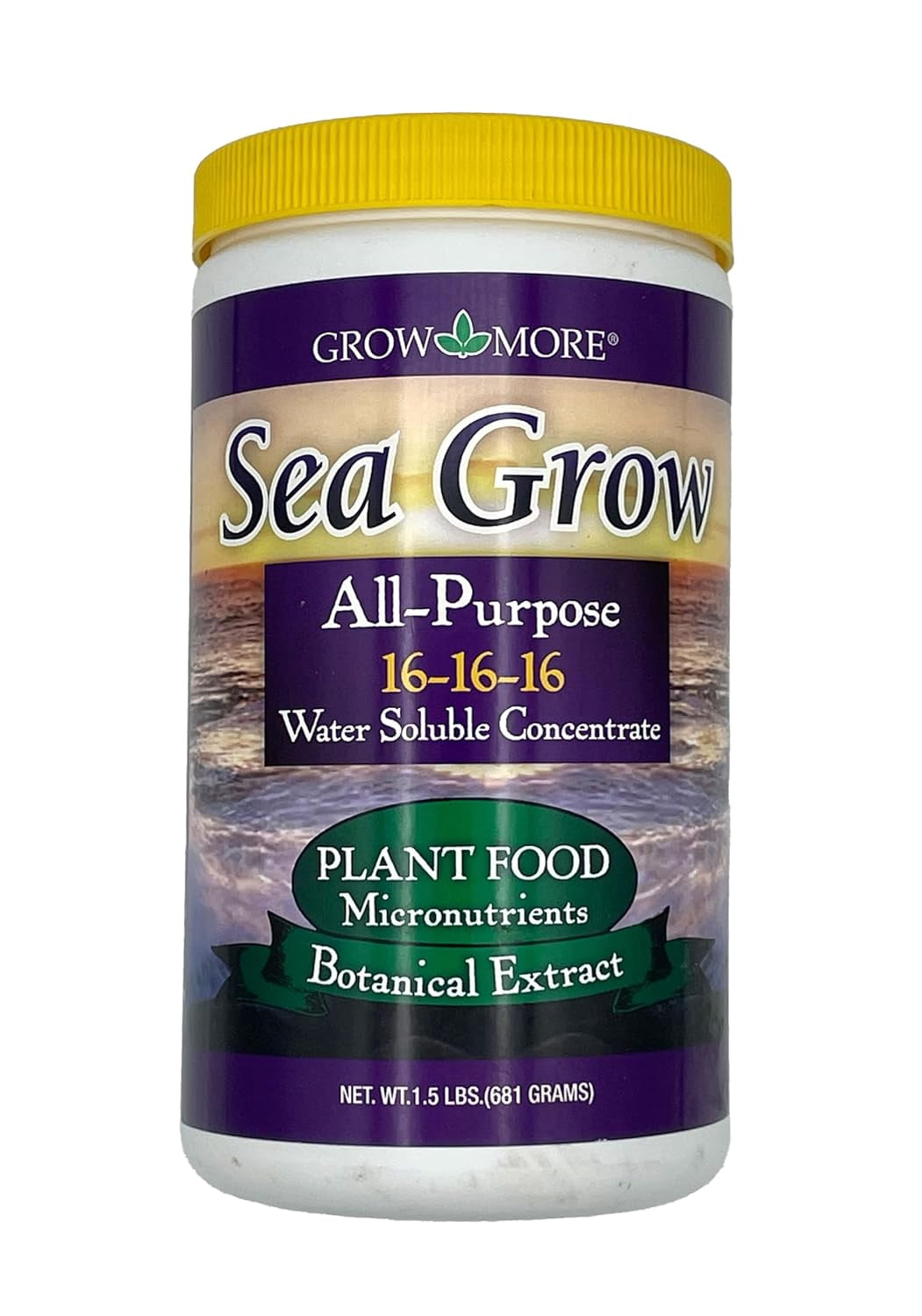 Sea Grow Kelp Fertilizer - 1.5lbs of 16-16-16 Water-Soluble, All-Purpose Plant Food - Nutrient-Rich, Seaweed Fertilizer - Outdoor & Indoor Plant Food