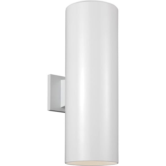 Open Box Generation Lighting Outdoor Cylinders White Outdoor Integrated LED Wall Lantern Sconce