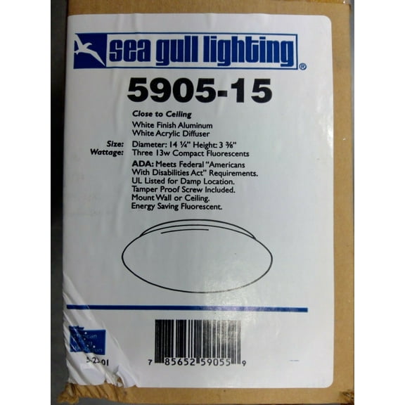 Sea Gull Lighting 5905-15 3 13W CFL 14-1/4" Ceiling Fixture **Free Shipping**