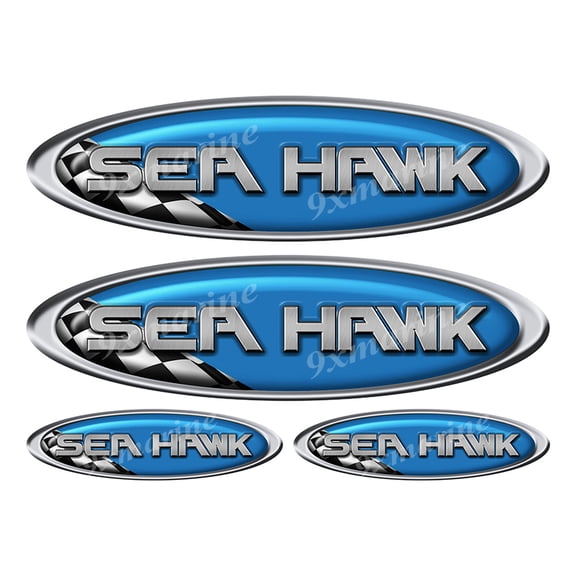 Sea Hawk Vinyl Racing Oval Stickers - 10" and 5" long
