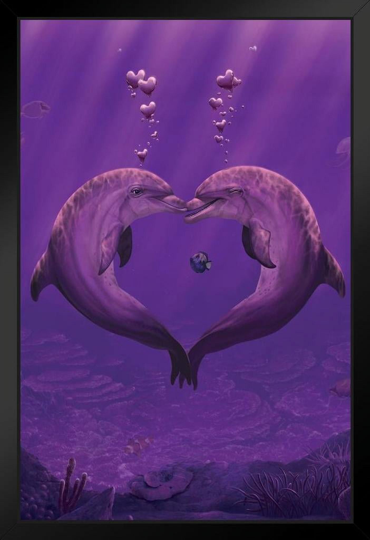 Sea of Hearts Dolphins Kissing Love by Vincent Hie Dolphin Poster Ocean