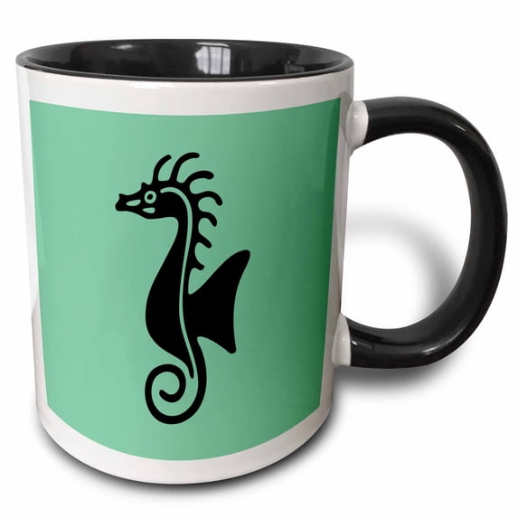 3drose, Sea Horse, 15oz Two-tone Black Mug