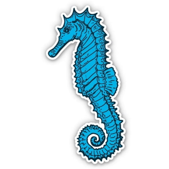 Sea Horse Pretty Blue - 3" Vinyl Sticker - For Car Laptop Water Bottle Phone - Waterproof Decal