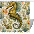 thumbnail image 1 of Sea Horse Waterproof Printed Shower Curtain Set with Hooks for Bathroom Decoration, 1 of 5