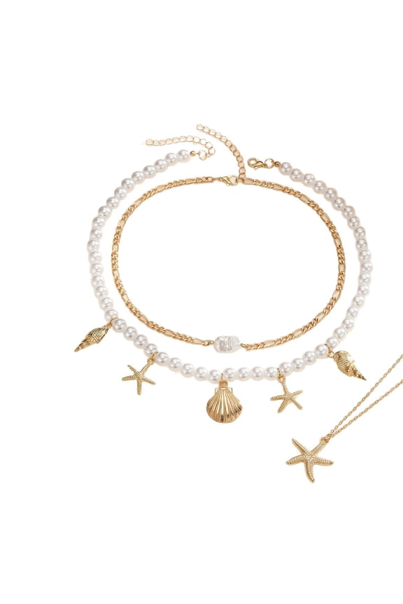 Sea Inspired Echinoderm Pearl Shell Chain Permanent Alloy Chain Nonallergenic Jewelry Hers