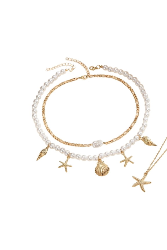 Sea Inspired Echinoderm Pearl Shell Chain Permanent Alloy Chain Nonallergenic Jewelry Hers