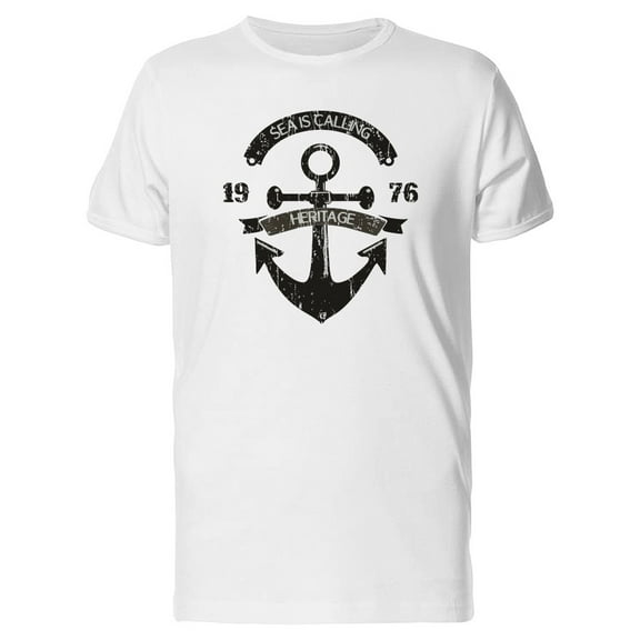 Sea Is Calling, Vintage Anchor T-Shirt Men -Image by Shutterstock, Male Large