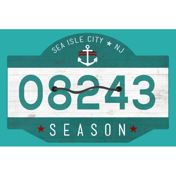 Sea Isle City, New Jersey, Beach Tag (9x12 Wall Art Print, Home Decor)