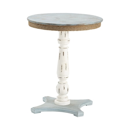Sea Isle Two Tone Rustic Coastal Wood and Rope Apron Accent Table