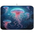 thumbnail image 1 of Sea Jellyfish Dish Drying Mat for Kitchen Counter, Ultra Absorbent Reversible Microfiber Dishes Drying Rack Pad Heat-resistant Mats 18x24in Home Decor, 1 of 7