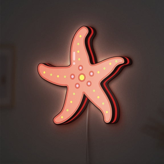 Sea LED Lightbox - Marine Tropical Starfish Fish Decor, Custom Led Sign for Home Office Shop Decor (Width 16 inch, 40cm)