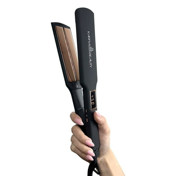 Karma Beauty Sea La Vie 2 Inch Infrared Flat Iron Hair Straightener for Women | Wide Hair Straightener for Thick Hair | Ceramic Hair Straightening Iron with Adjustable Temperature (Black)