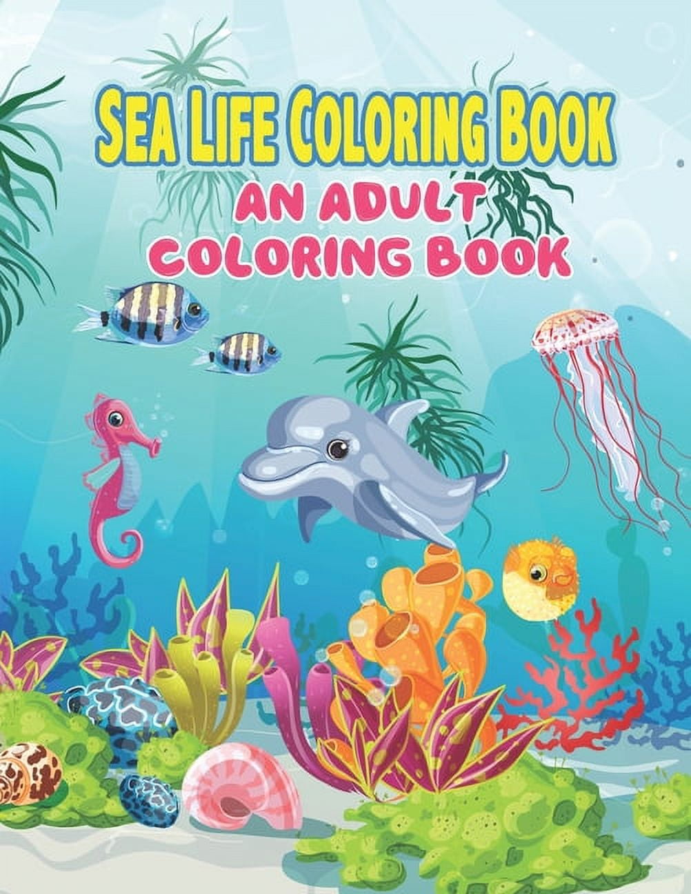 Ocean Coloring Book for Adults: Detailed Designs For Relaxation & Stress  Relief; Deep Blue Sea Creatures; Penguins, Seals, Whales, Dolphins, Fish
