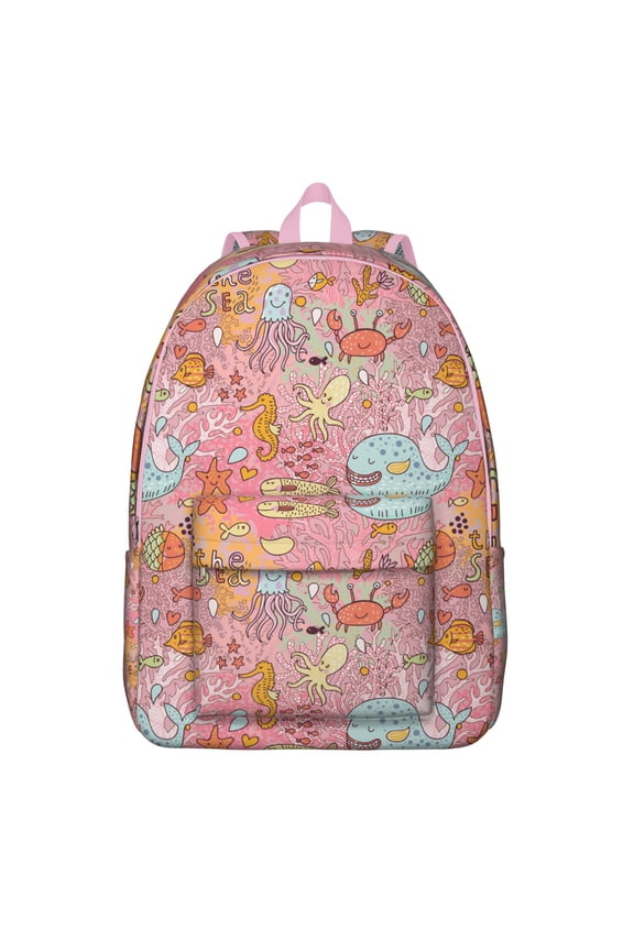 Sea Life Crab Pattern Travel Backpack Lightweight Canvas Bookbag with Tropical Nautical Crab and Ocean Design Large Capacity Comfortable Carrying Anti-theft Features for Students Travelers and Outdoor