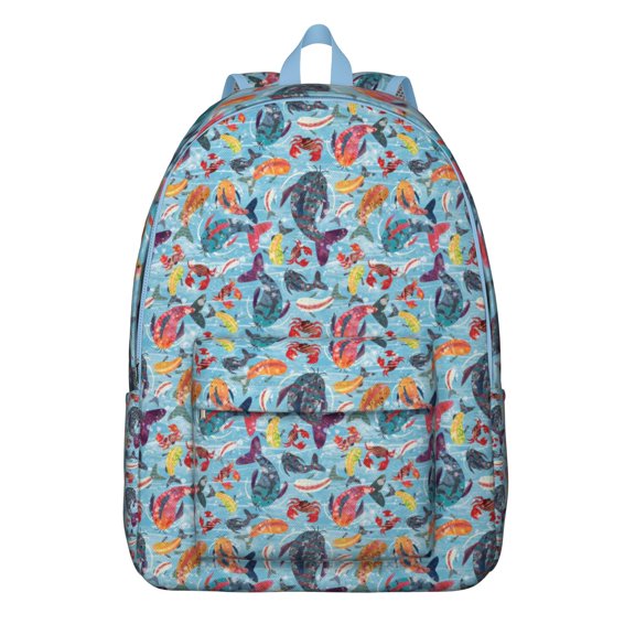 Sea Life Crab Pattern Travel Backpack Lightweight Canvas Bookbag with Tropical Nautical Crab and Ocean Design Large Capacity Comfortable Carrying Anti-theft Features for Students Travelers and Outdoor