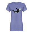 thumbnail image 1 of Sea Life Cute Orca Shaped T-Shirt Women -Image by Shutterstock, Female Small, 1 of 2