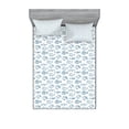 thumbnail image 1 of Sea Life Fitted Sheet & Pillow Sham Set, Outline Design of Hand Drawn Fish Shapes and Aquatic Creatures, Decorative Printed 6 Piece Bedding Decor Set, King, Dark Sky Blue White, by Ambesonne, 1 of 3